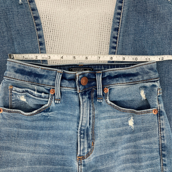 Abercrombie & Fitch Distressed High Rise Super Skinny Ankle Jeans - Size 0 - Picture 11 of 13